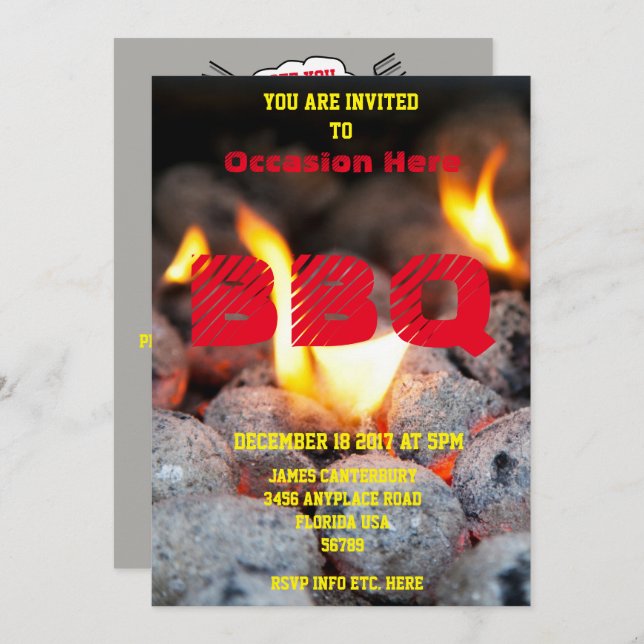 BBQ Invitation for Any Occasion - (Front/Back)