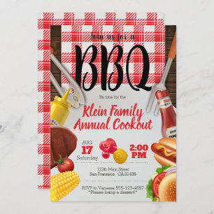 BBQ Invitation or Picnic Invitation for Cookout