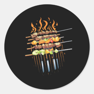 Bbq Kebyb Grill Meat Skewers Byrbeque Outdoor Gril Classic Round Sticker