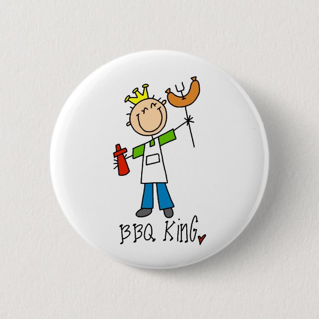 BBQ King 6 Cm Round Badge (Front)