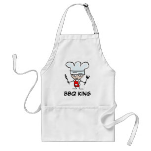 BBQ King apron with funny cartoon chef