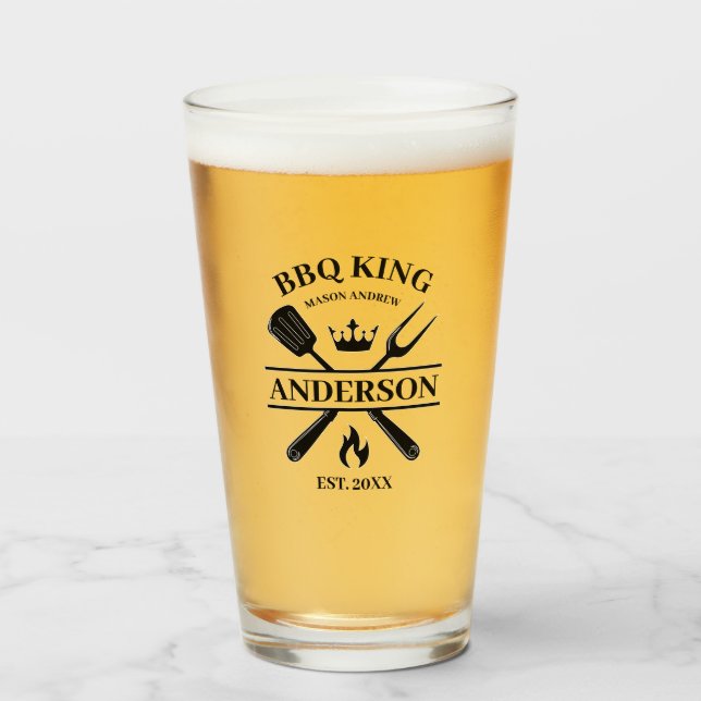 BBQ King Barbecue Personalised  Glass (Front Filled)