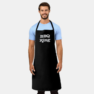 BBQ King black white rustic text plain modern Apron