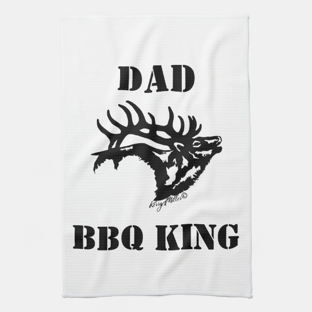 BBQ KING - Bull Elk Tea Towel (Vertical)