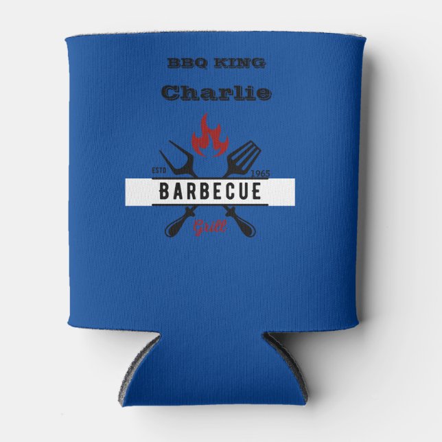 BBQ KING Editable text  Can Cooler (Front)