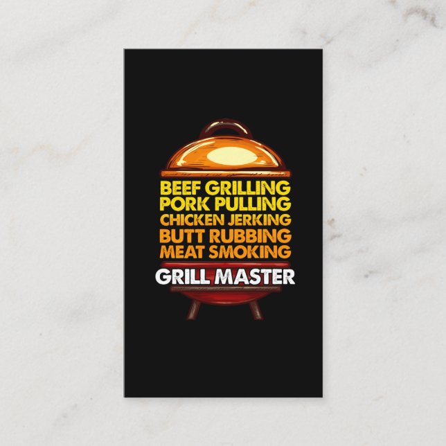 BBQ Lover Chef Summer Meat Smoking Grill Master Business Card (Front)