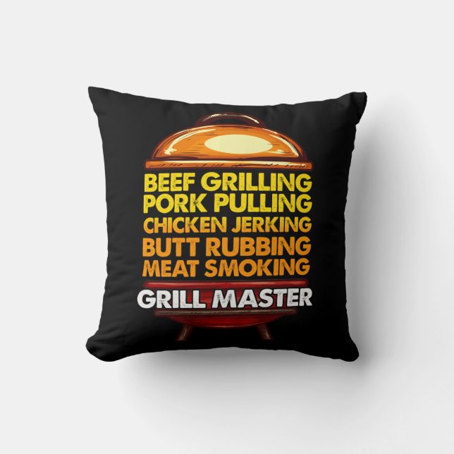 BBQ Lover Chef Summer Meat Smoking Grill Master Cushion (Front)