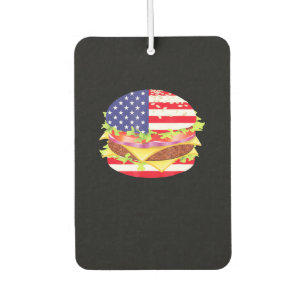 BBQ Lovers Hamburger USA Flag 4th Of July BBQ Car Air Freshener