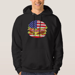 BBQ Lovers   Hamburger USA Flag 4th Of July BBQ Hoodie