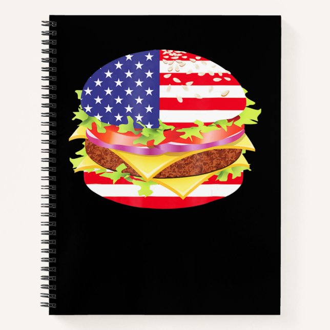BBQ Lovers | Hamburger USA Flag 4th Of July BBQ Notebook (Front)