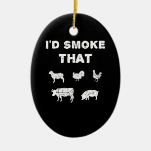 BBQ Lovers ID Smoke That Chef Smoker BBQ Gifts Ceramic Ornament