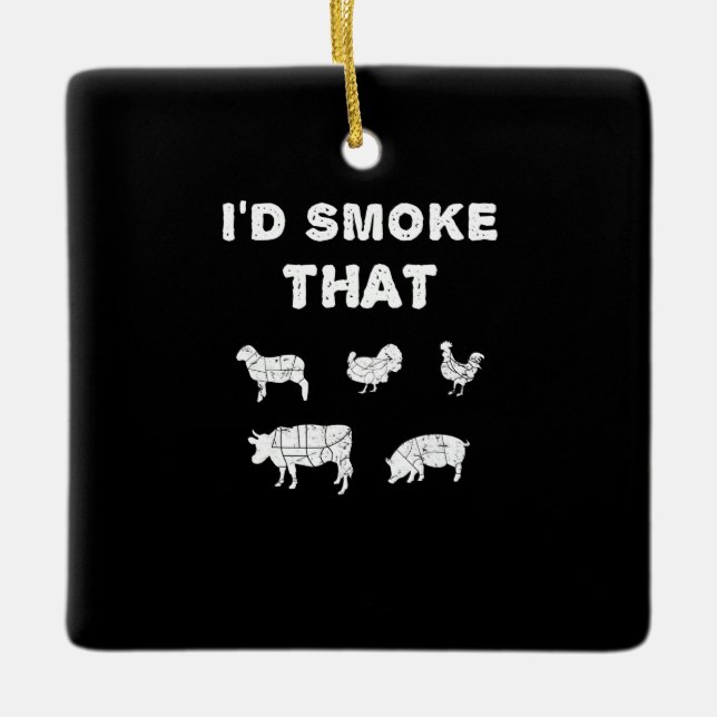BBQ Lovers | ID Smoke That Chef Smoker BBQ Gifts Ceramic Ornament (Front)