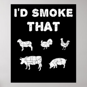 BBQ Lovers ID Smoke That Chef Smoker BBQ Gifts Poster