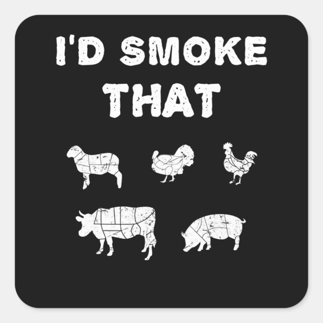 BBQ Lovers | ID Smoke That Chef Smoker BBQ Gifts Square Sticker (Front)