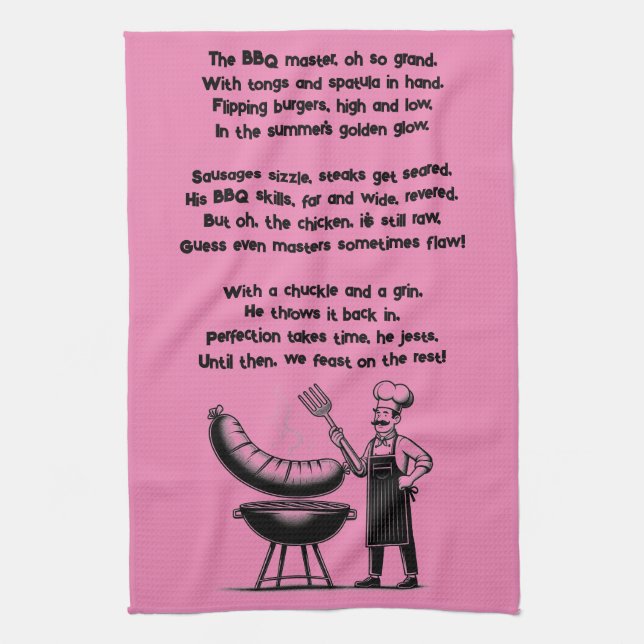 BBQ Master’s Humorous Poem  Tea Towel (Vertical)