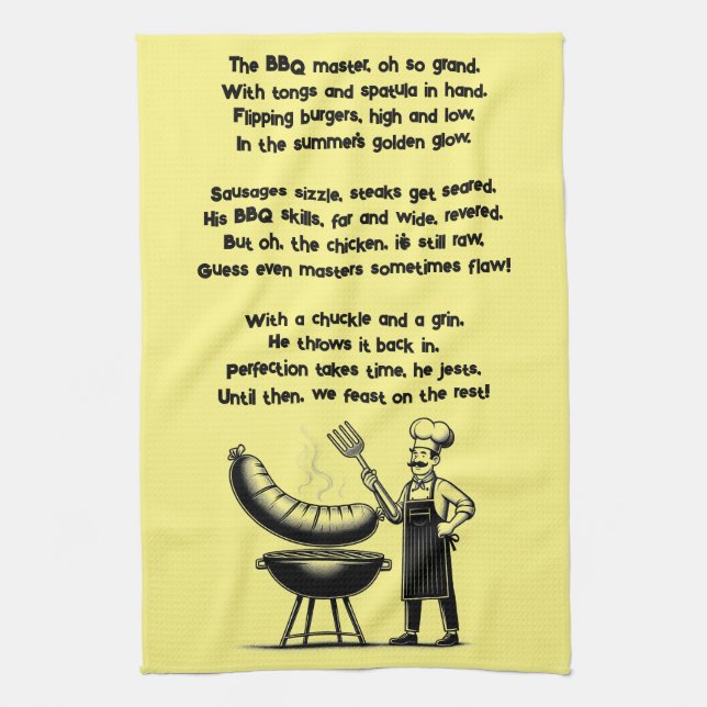 BBQ Master’s Humorous Poem  Tea Towel (Vertical)