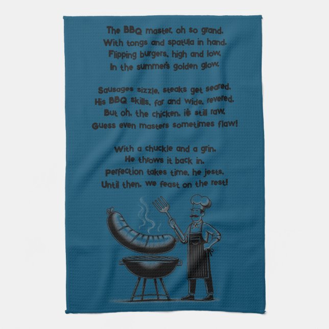 BBQ Master’s Humorous Poem  Tea Towel (Vertical)