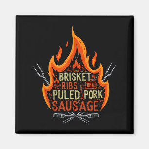 Bbq Meat Lover Bris Ribs Pulled Pork Sausage Flame Magnet