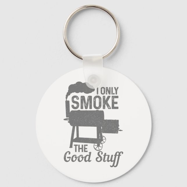 Bbq Meat Smoking Smoker Grill Grilling Funny  Key Ring (Front)