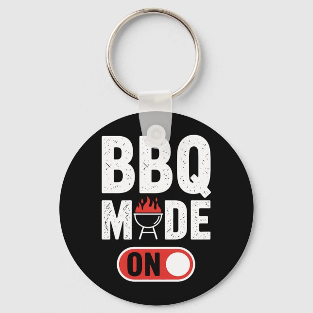 BBQ Mode On Backyard Grilling Smoke t Masters Key Ring (Front)