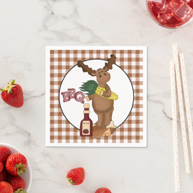 Bbq moose party paper napkins (Insitu)
