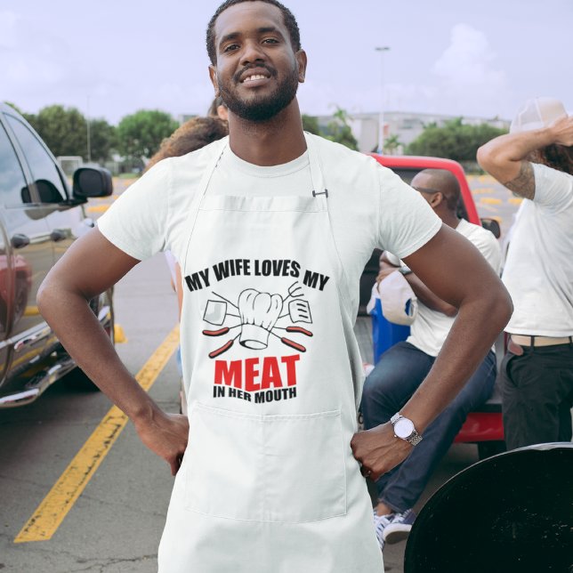 BBQ: My WIFE LOVES MY MEAT Standard Apron (Creator Uploaded)
