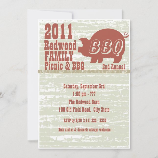 BBQ or Pig Roast Invitation (Front)