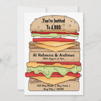 BBQ Party Big Burger Invitation