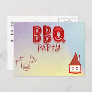 BBQ Party Customisable Invitation Postcard