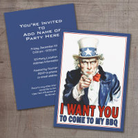 BBQ / Party Invitation: Vintage Uncle Sam