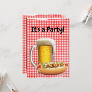 BBQ Party Invite On Gingham