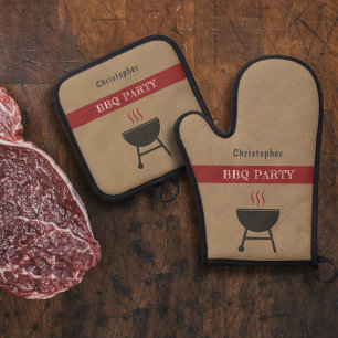 BBQ Party Oven Mitt & Pot Holder Set