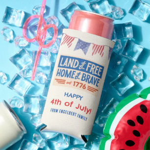 BBQ Party Patriotic American 4th of July Guests Seltzer Can Cooler