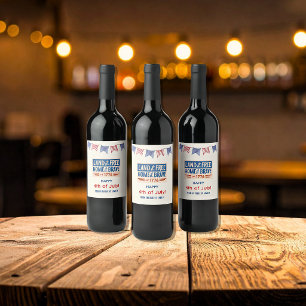 BBQ Party Patriotic American 4th of July Guests Wine Label