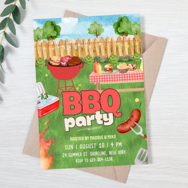 BBQ Party Summer Cookout Invitation (Creator Uploaded)