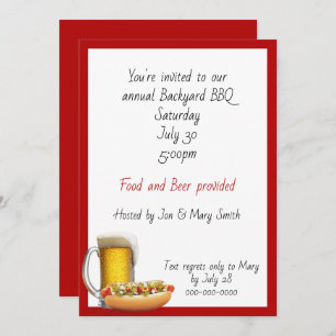 BBQ Party with Beer And Hotdogs Invitation