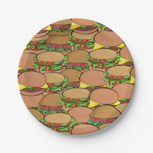 BBQ Picnic Hamburger Paper Plates