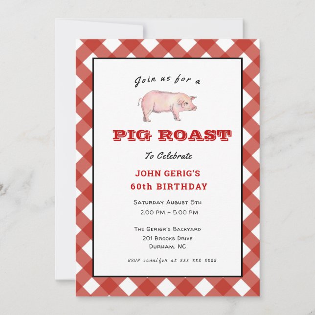 BBQ Pig Roast birthday party Invitation (Front)