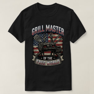BBQ Pit Master Freedom USA Barbecue Flag T-Shirt