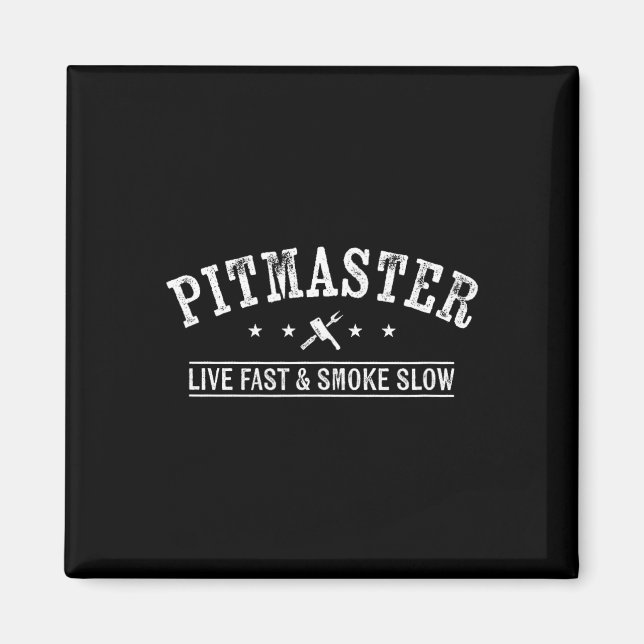 Bbq Pitmaster With Meat Fork And Cleaver Grilling  Magnet (Front)