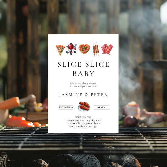 BBQ Pizza gender natural baby shower Invitation (Creator Uploaded)