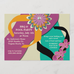 BBQ & Pool Party Flip Flop Invitation-wine Invitation