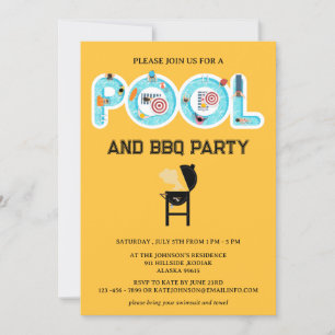 BBQ Pool Party Invitation