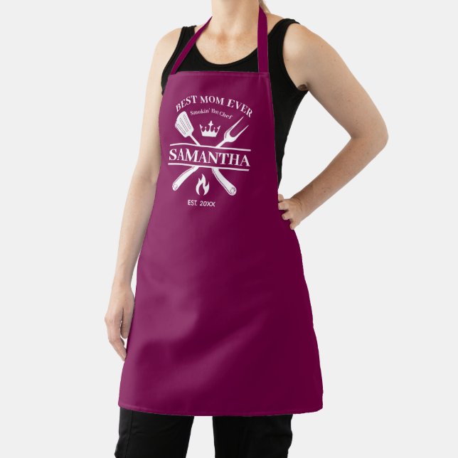 BBQ Queen Barbecue Personalised | Best Mum Ever Apron (Insitu)