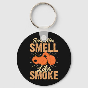 Bbq Real Men Smell Like Smoke Grilling Dad Key Ring