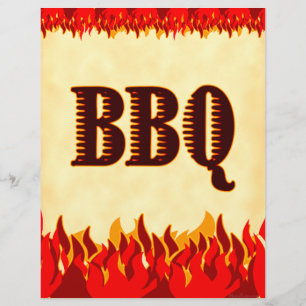 BBQ Red Flames Custom Party Flyer Template