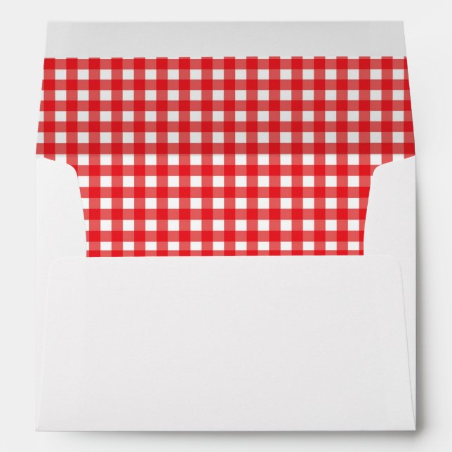 BBQ Red Gingham Birthday Party Invitation Envelope (Back (Bottom))