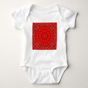 BBQ Red Paisley Western Bandanna Scarf Print Baby Bodysuit