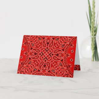 BBQ Red Paisley Western Bandanna Scarf Print Card