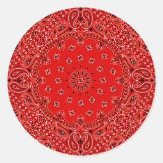 BBQ Red Paisley Western Bandanna Scarf Print Classic Round Sticker